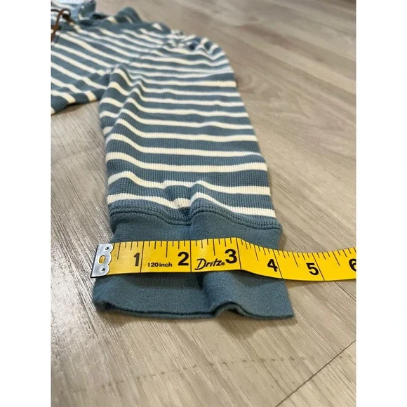 Lauren Ralph Lauren Women Top Striped Henley Long Sleeve Lace Up Blue White Sz L - Picture 9 of 14